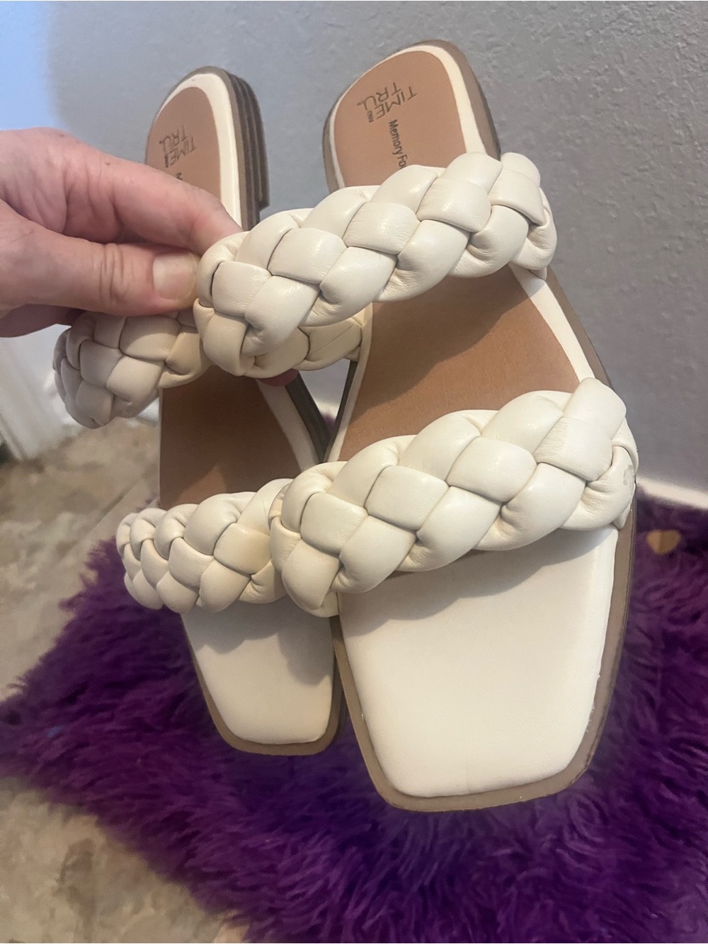 Time and Tru White Braided Double-Strap Slide Sandals - Picture 6 of 6